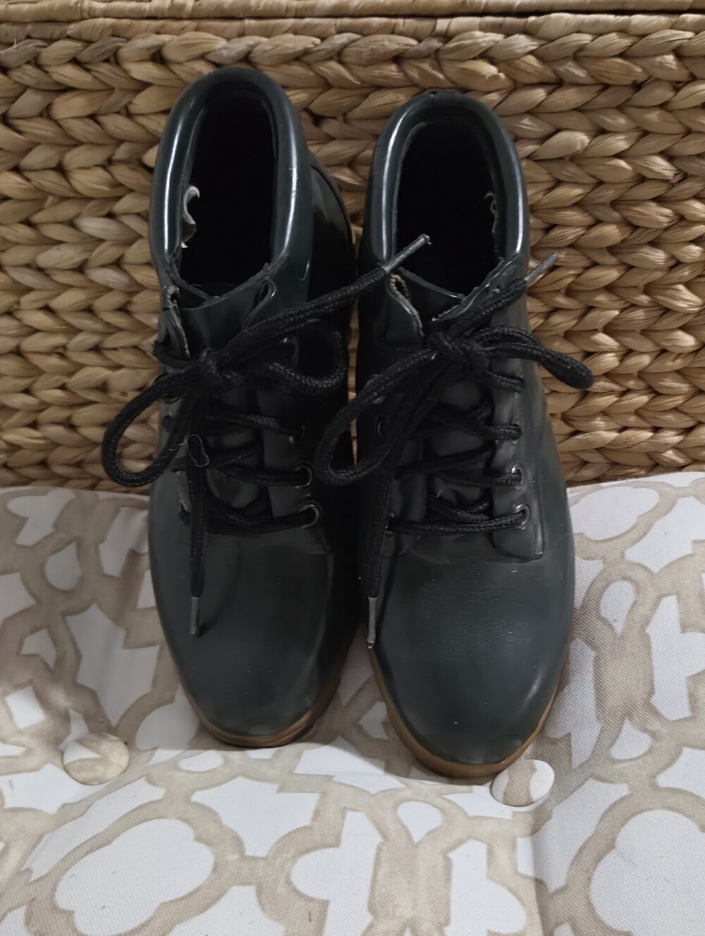 Lands End 7 Green Lace Up Rain Ankle Boots